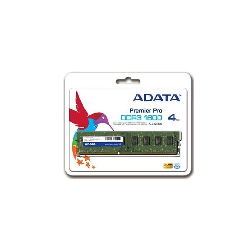 Barrette Mémoire ADATA 4 GB DDR3 1600 MHz DIMM